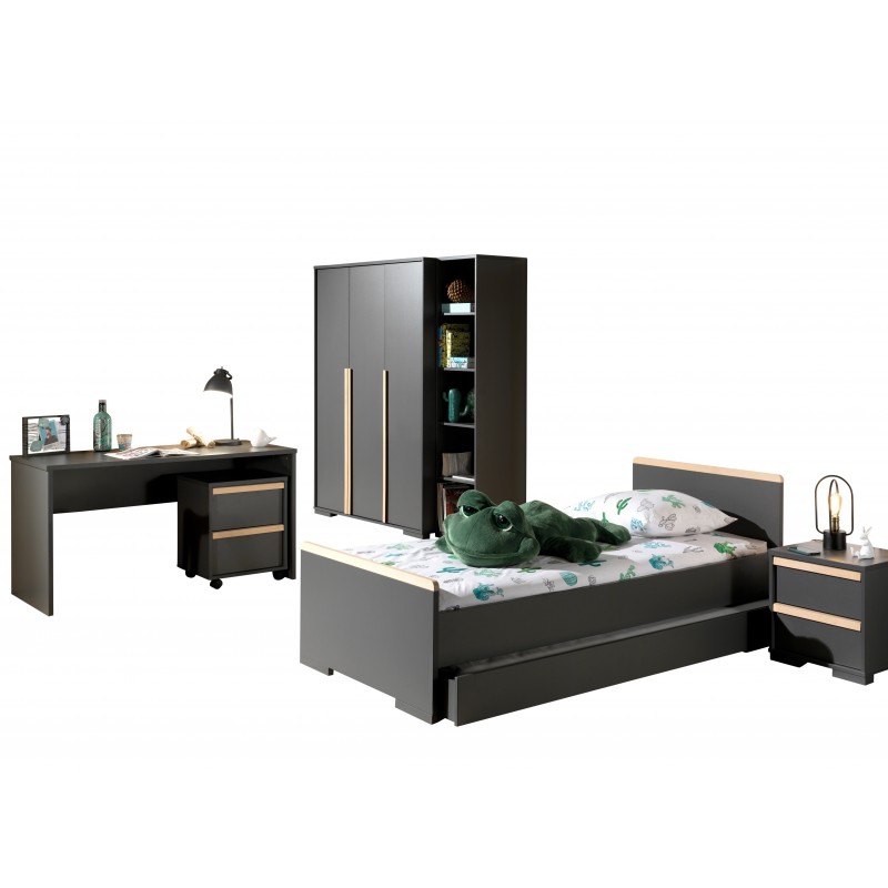 Børneværelse møbelsæt London – 90x200/90x190 cm, antracit billede