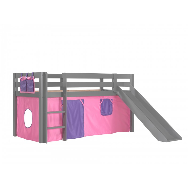 Halvhøj seng med rutsjebane – Pino, grå billede