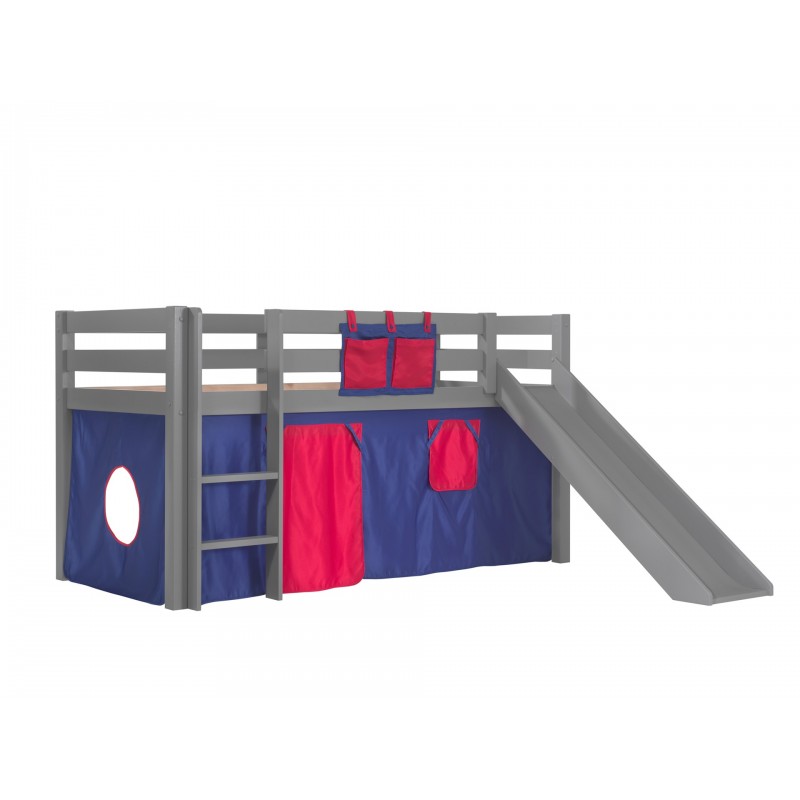 Halvhøj seng med rutsjebane – Pino, grå billede