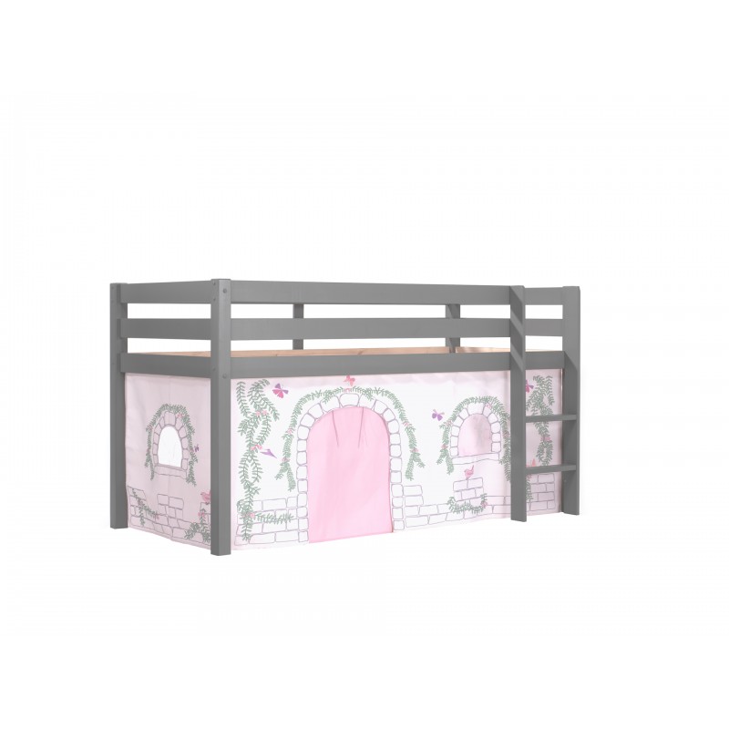 Halvhøj seng med forhæng – Pino, grå Birdy billede
