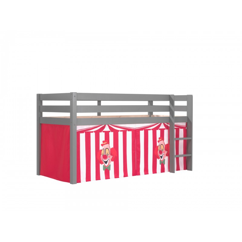 Halvhøj seng med forhæng - Pino, grå