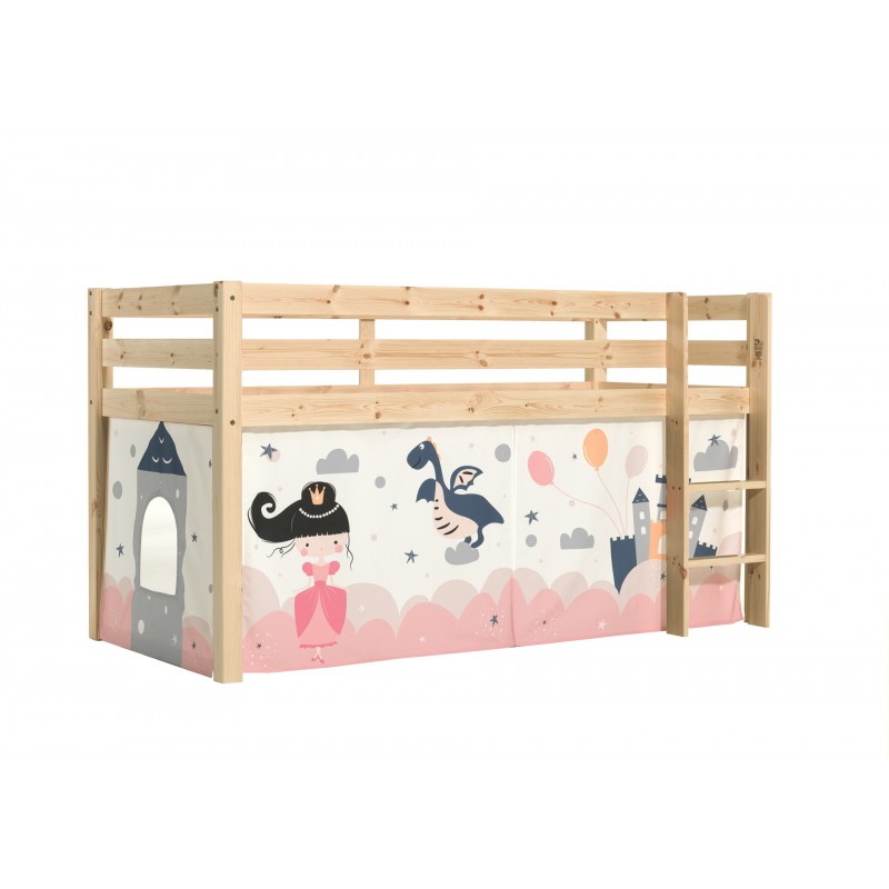 Halvhøj seng med forhæng – Pino, natur billede