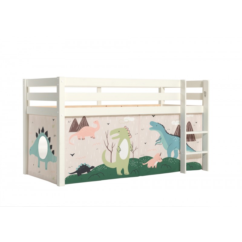 Halvhøj seng med forhæng - Pino, hvid, Dino