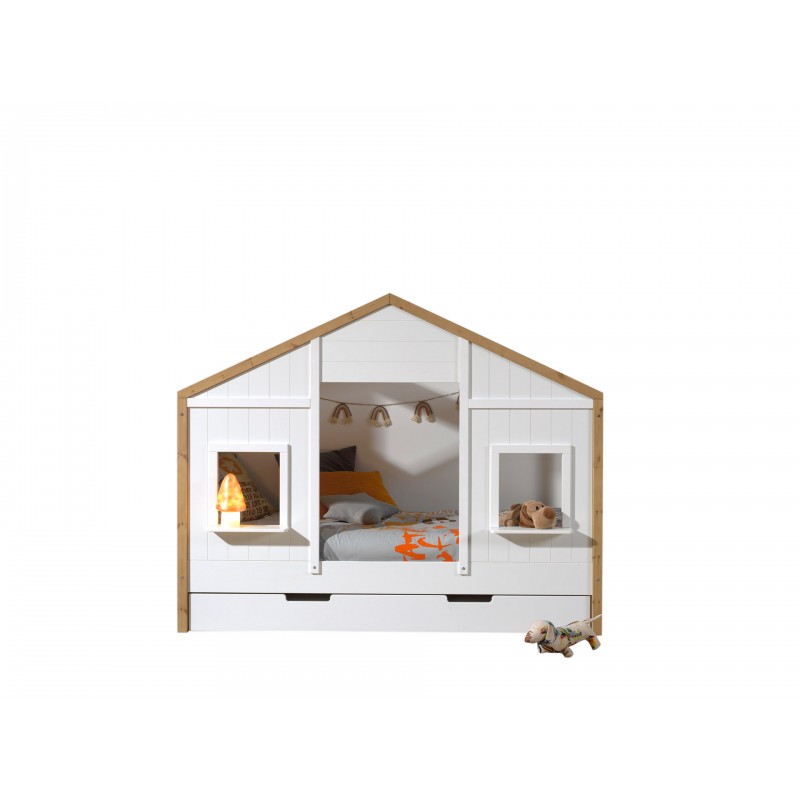 Husseng med skuffeseng Babs – 90x200 cm – Hvid/Natur billede