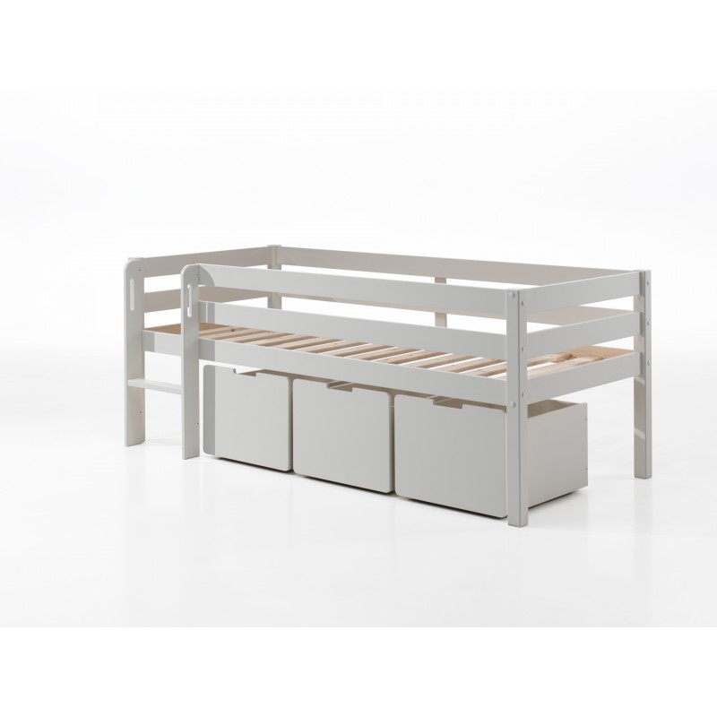 Halvhøj seng med opbevaring – Pino Sæt, hvid billede