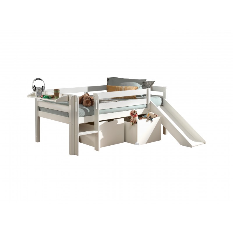 Halvhøj seng med rutsjebane – Pino sæt, hvid billede