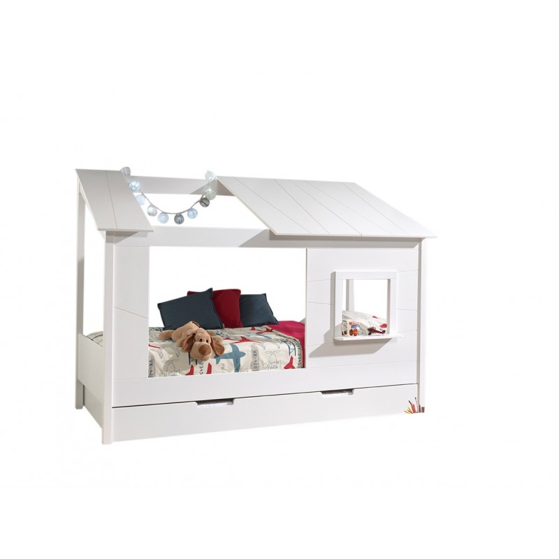 Børneseng hus seng med skuffe 90 x 200 cm – hvid (Housebed Sæt) billede