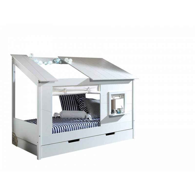 Børneseng hus – sæt 90×200 cm/90×190 cm – hvid billede