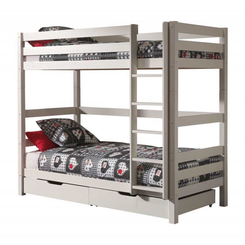 Køjeseng med skuffer – Pino, hvid (90 × 200 cm) billede