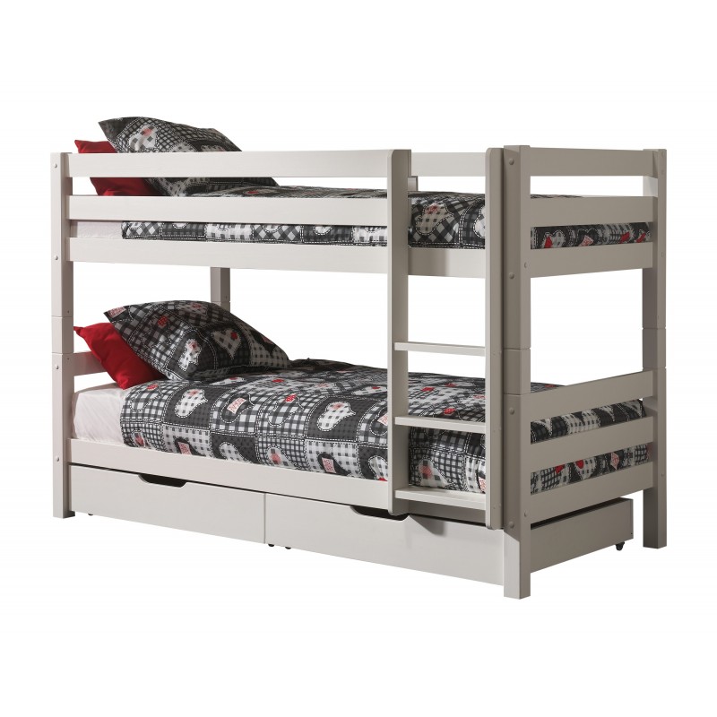 Køjeseng med skuffer – Pino, hvid (90 × 200 cm) billede