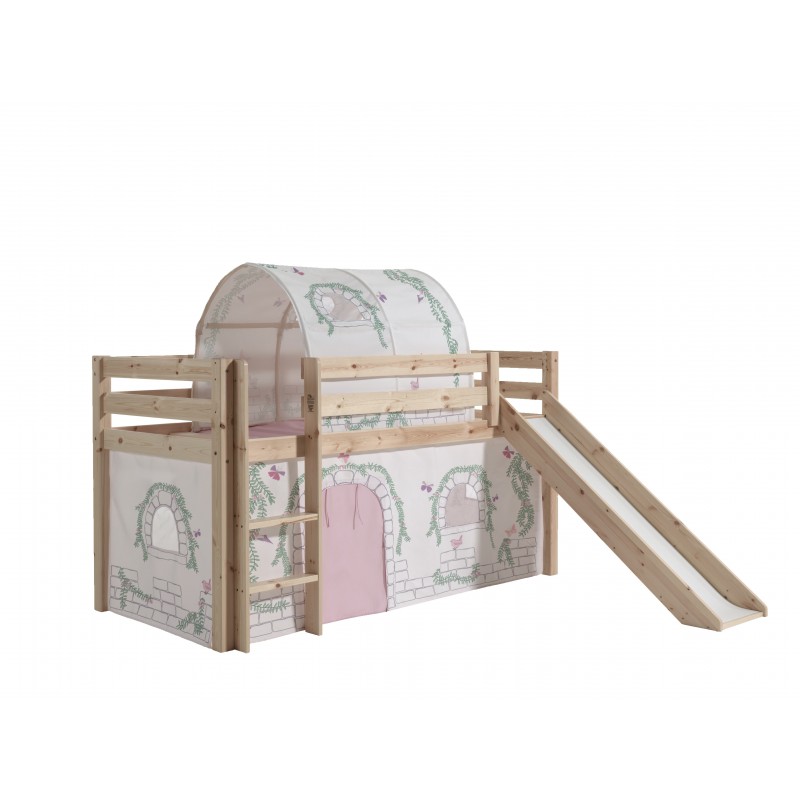 Halvhøj seng med rutsjebane – Pino, natur – Birdy forhæng og tunnel billede