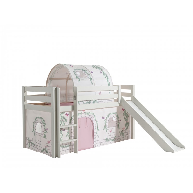 Halvhøj seng med rutsjebane – Pino sæt, hvid billede