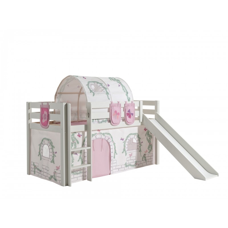 Halvhøj seng med rutsjebane – Pino Sæt, hvid billede
