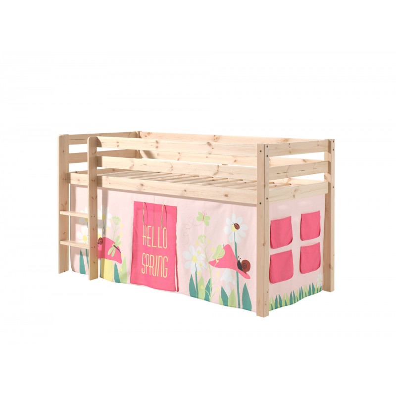 Halvhøj seng til børn Pino - natur med forhæng Spring