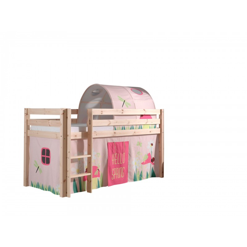 Halvhøj børneseng med forhæng og tunnel – Pino Sæt, natur billede