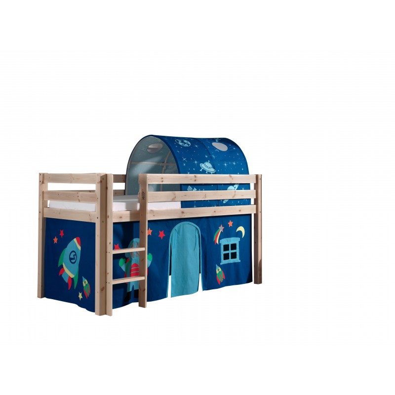 Halvhøj seng med forhæng og tunnel – Pino Natur Astro billede