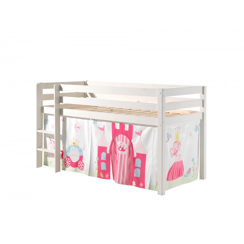 Halvhøj seng med forhæng – Pino, hvid, Princess billede