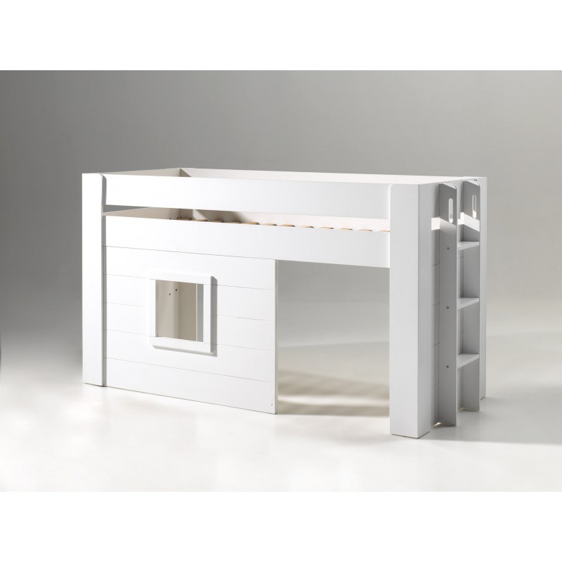 Halvhøj seng til børn Noah sæt 90 x 200 cm - hvid