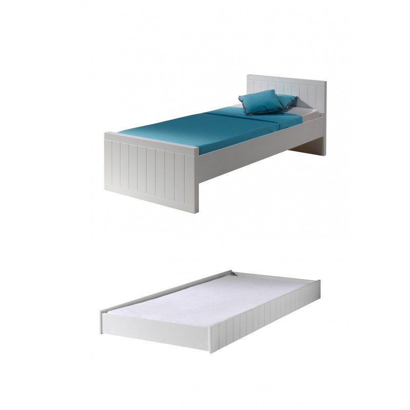 Børneseng med udtræksseng 90 x 200 - Robin, hvid