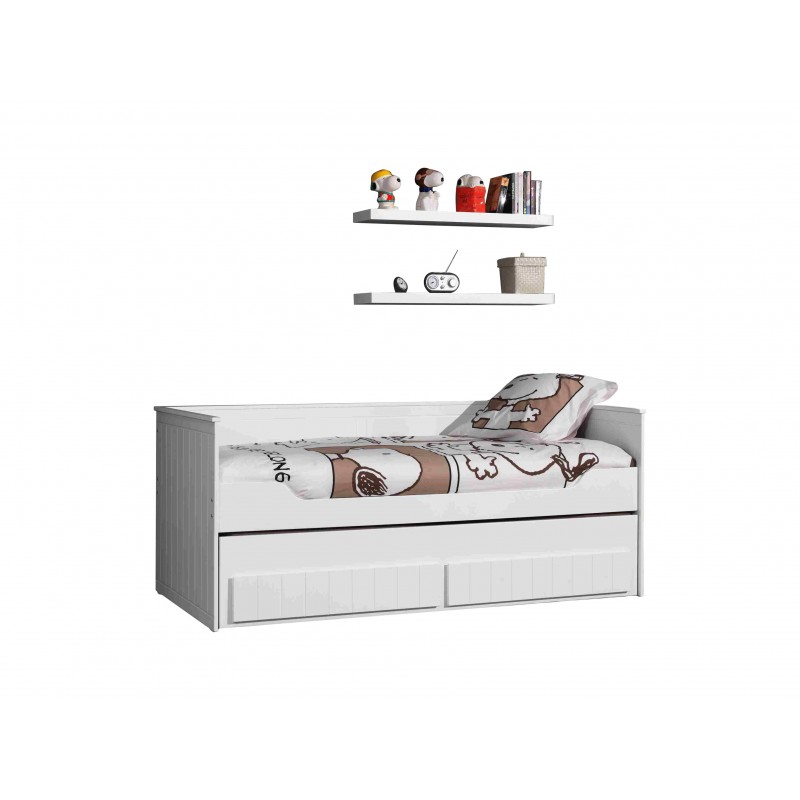 Børneseng med opbevaring og hylder – Robin Sæt, hvid billede