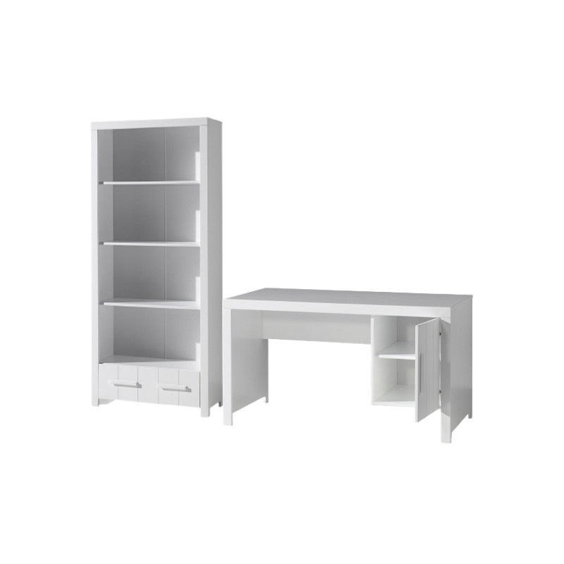 Børneskrivebord med reol – Erik sæt, hvid billede