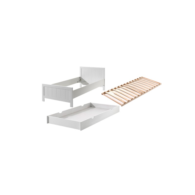 Enkeltseng med skuffe 90×200 – Erik Sæt, hvid billede