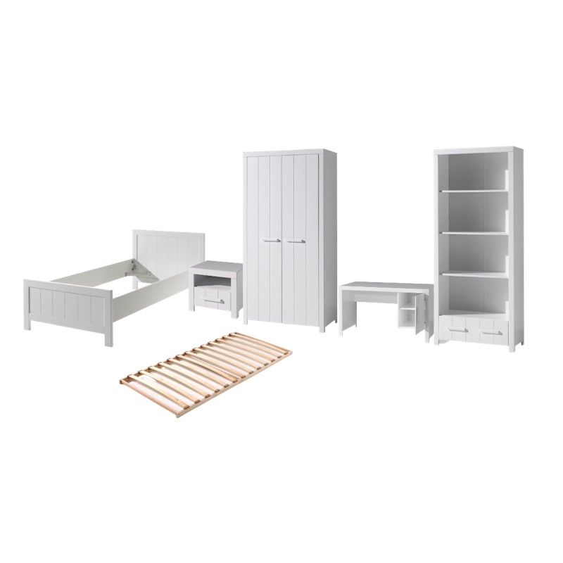 Børneværelse sæt – Erik Hvid (seng 90×200, garderobeskab, skrivebord m.m.) billede