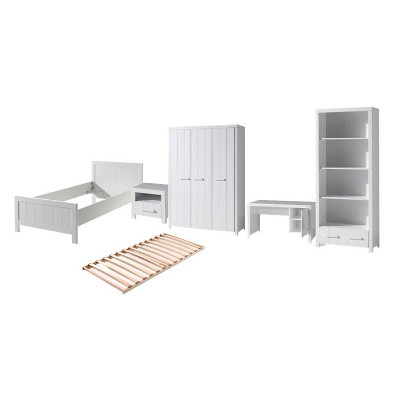 Børneværelsesæt med seng 90×200 – Erik, hvid billede