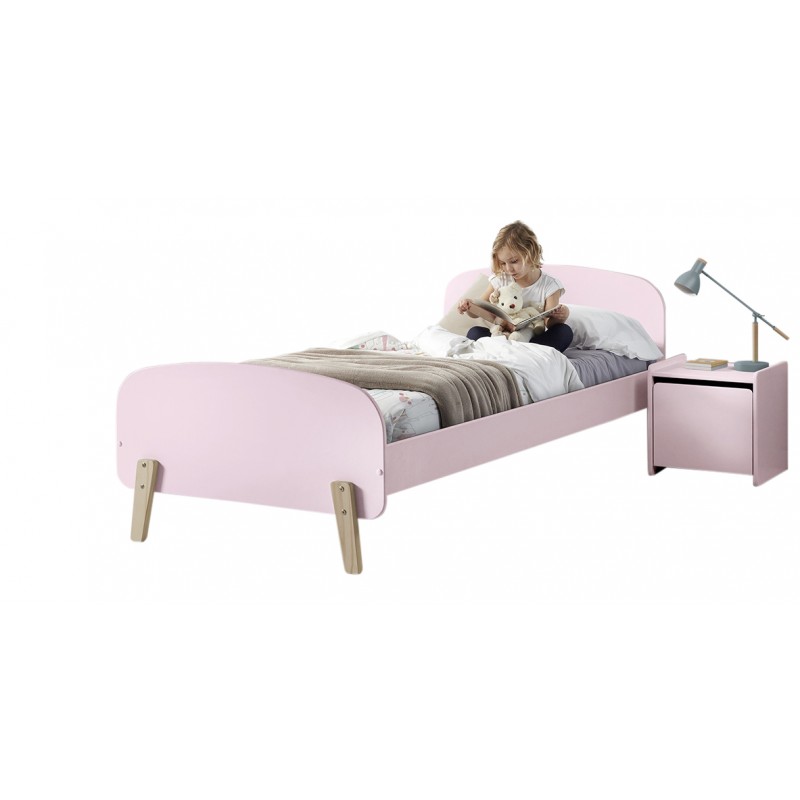 Børneseng med natbord 90 × 200 cm – Kiddy, lyserød billede