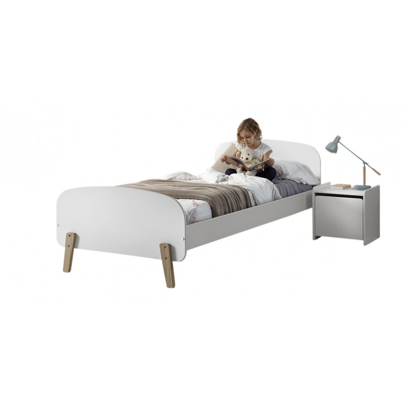 Børneseng med natbord 90 x 200 cm – Kiddy, hvid billede