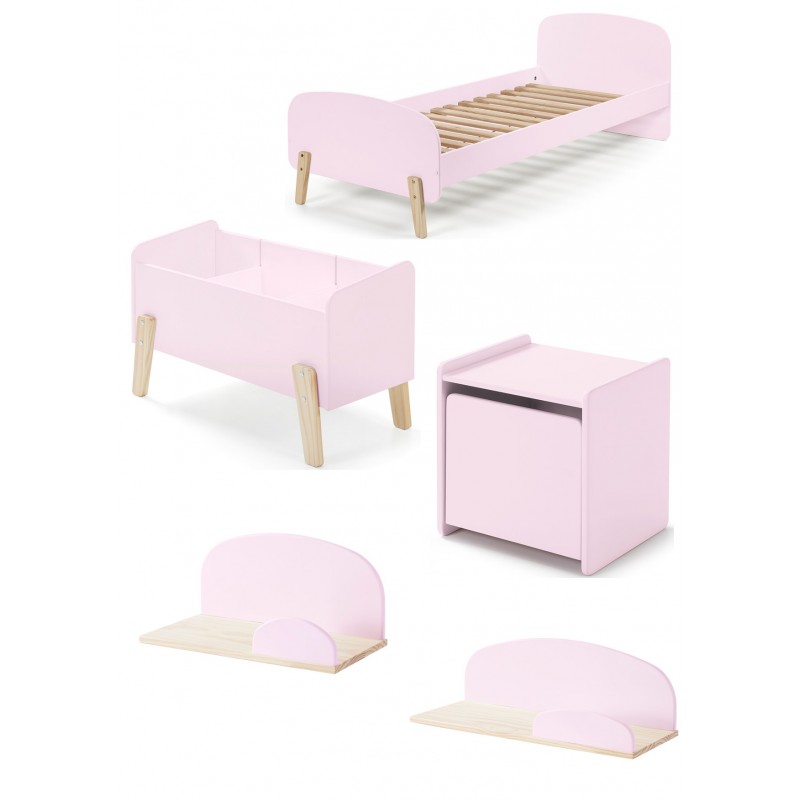 Børneseng sæt 90 x 200 cm – Kiddy, lyserød billede