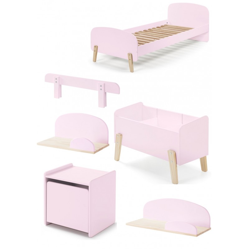 Børneseng sæt 90 x 200 cm – Kiddy, lyserød billede