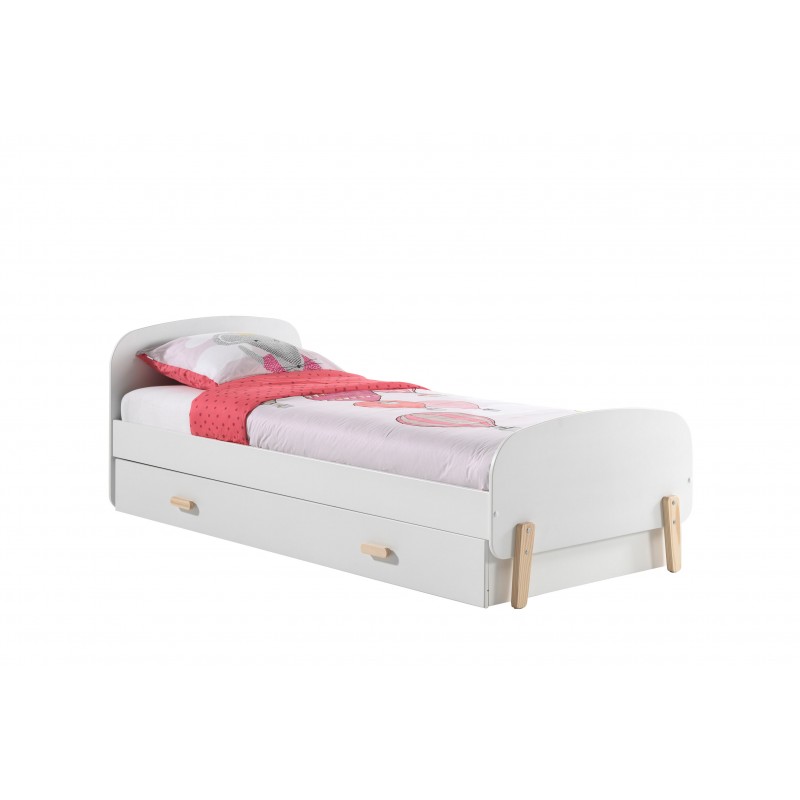 Børneseng med skuffe 90 x 200 cm – Kiddy, hvid billede