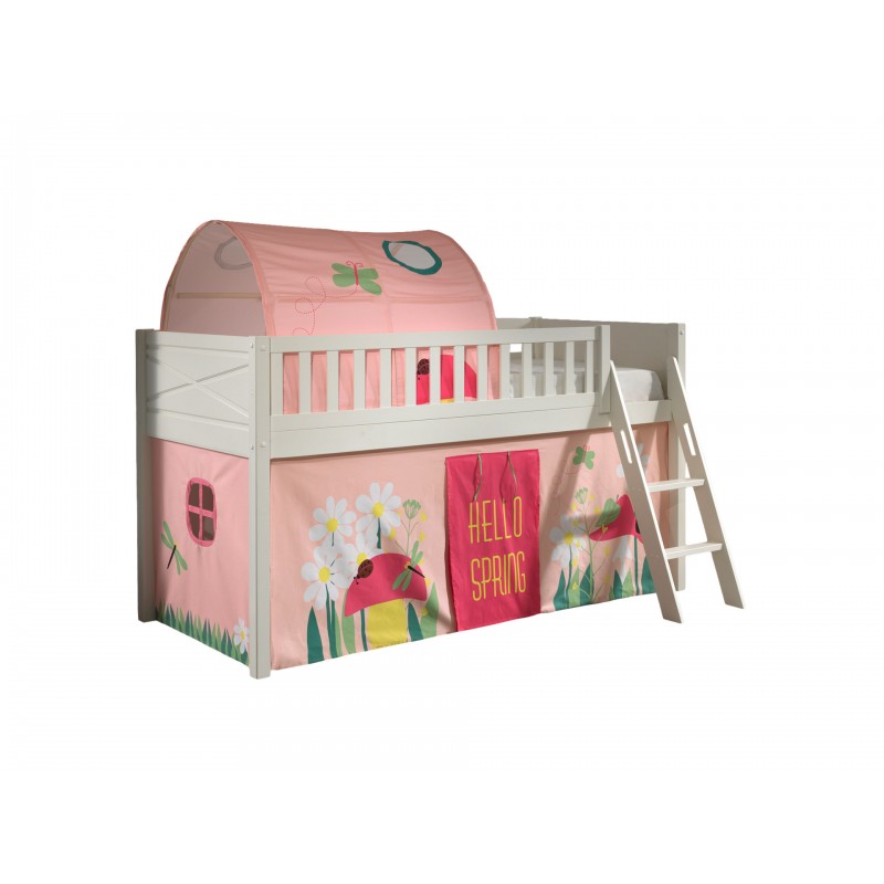 Halvhøj seng med tekstilsæt – Scott Sæt, hvid (90 × 200 cm) billede