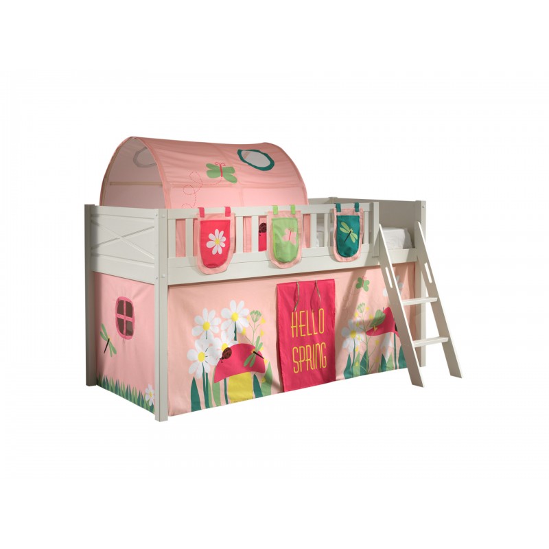 Halvhøj seng med tekstilsæt 90×200 – Scott, hvid billede