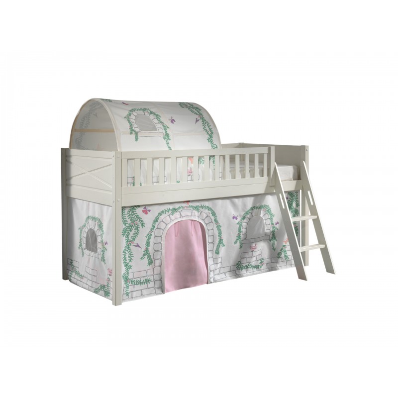 Halvhøj seng med tekstilsæt – Scott, hvid (90 × 200 cm) billede