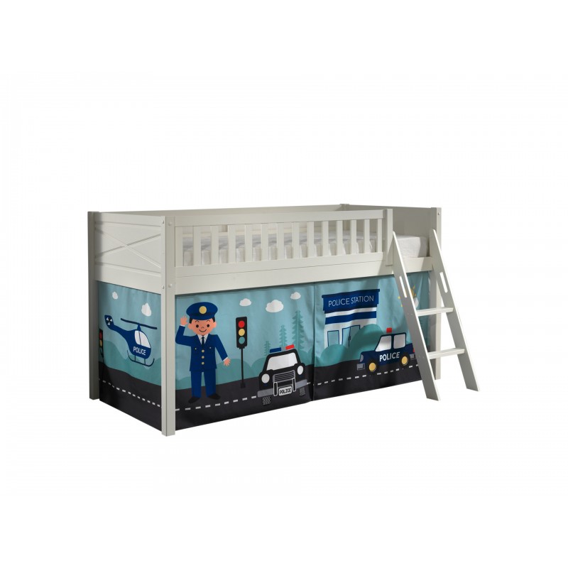 Halvhøj juniorseng med legetæppe – Scott sæt, hvid (90 × 200 cm) billede