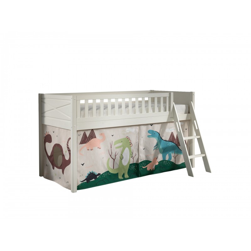 Halvhøj seng med forhæng – Scott Sæt, hvid, 90 × 200 cm billede