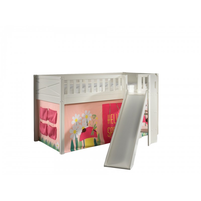 Halvhøj seng med rutsjebane 90×200 – Scott Sæt, hvid billede