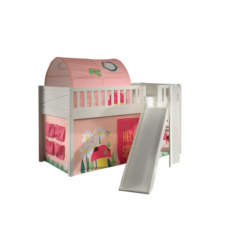 Halvhøj seng med rutsjebane 90×200 – Scott sæt, hvid billede