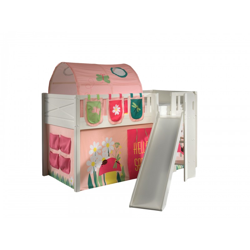 Halvhøj seng med rutsjebane 90 × 200 – Scott sæt, hvid billede