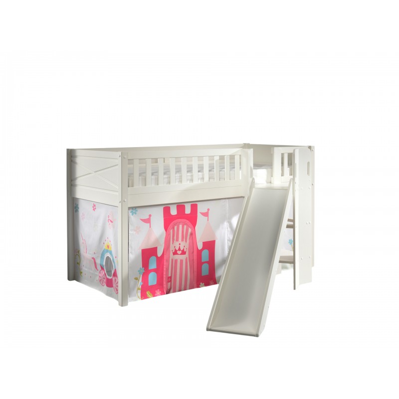 Halvhøj børneseng med rutsjebane 90x200 – Scott sæt, hvid billede