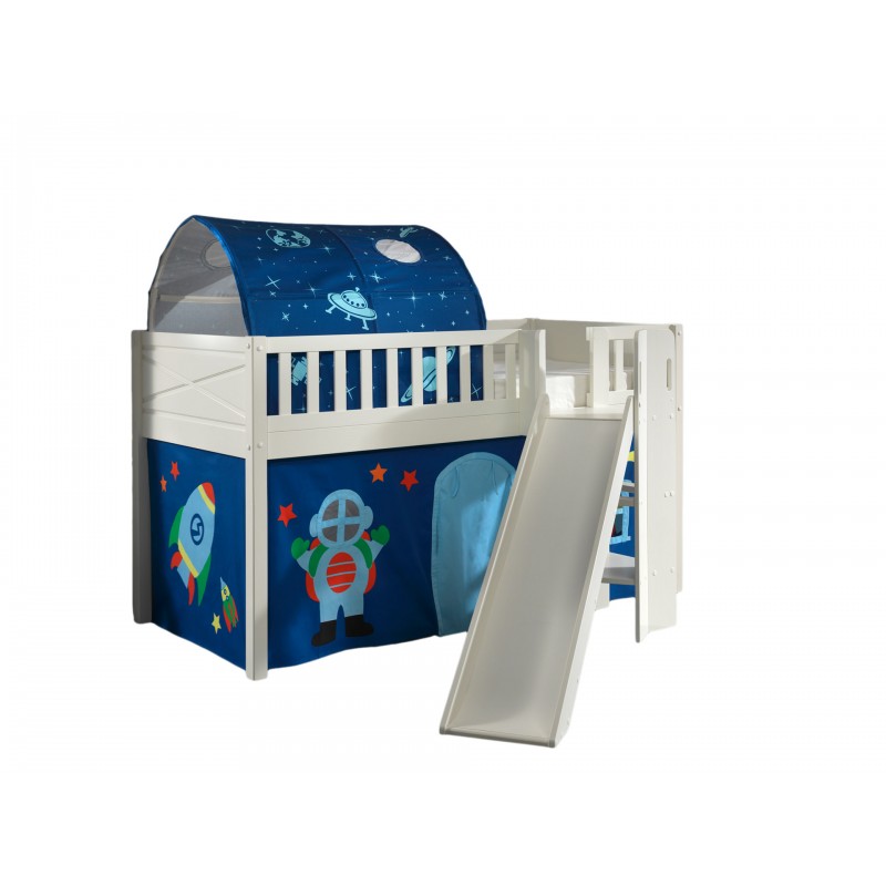 Halvhøj seng med rutsjebane 90 × 200 - Scott sæt, hvid