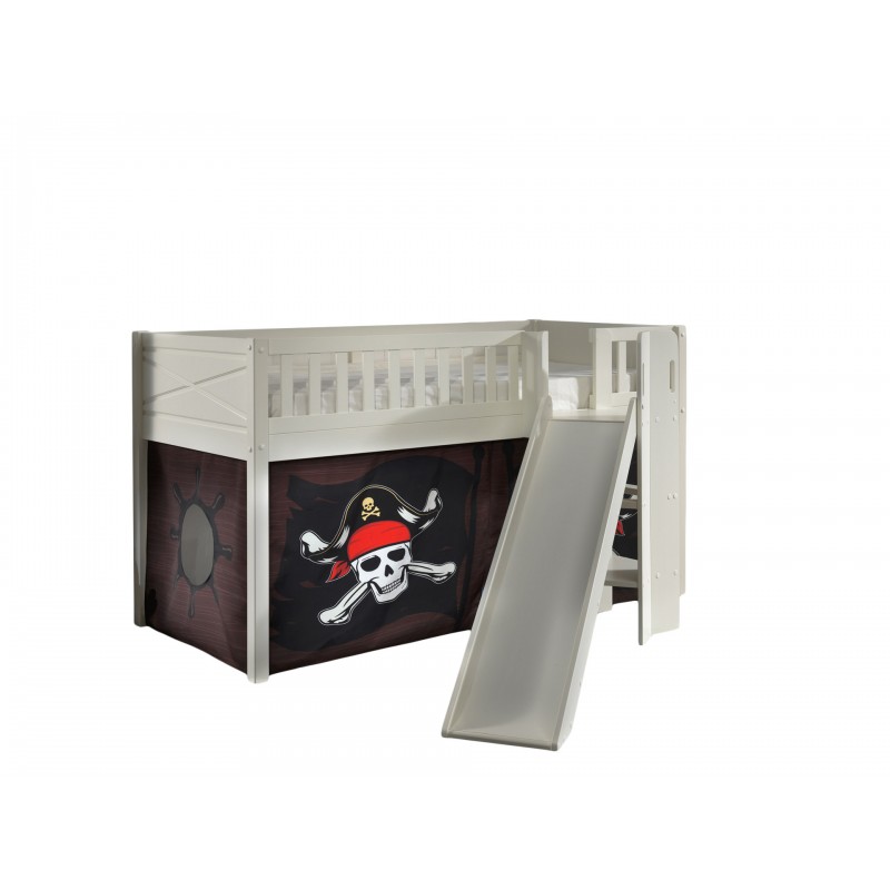 Halvhøj seng med rutsjebane - Scott sæt, hvid, 90 × 200 cm