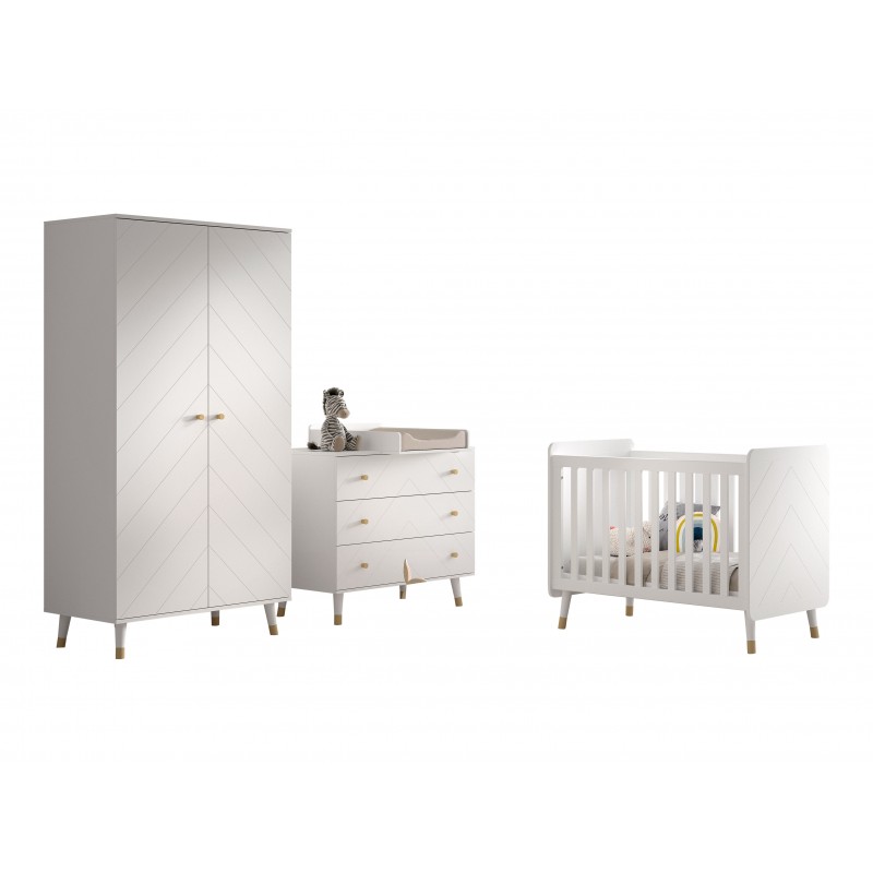 Børneværelsessæt med tremmeseng 60 × 120 - Billy, hvid