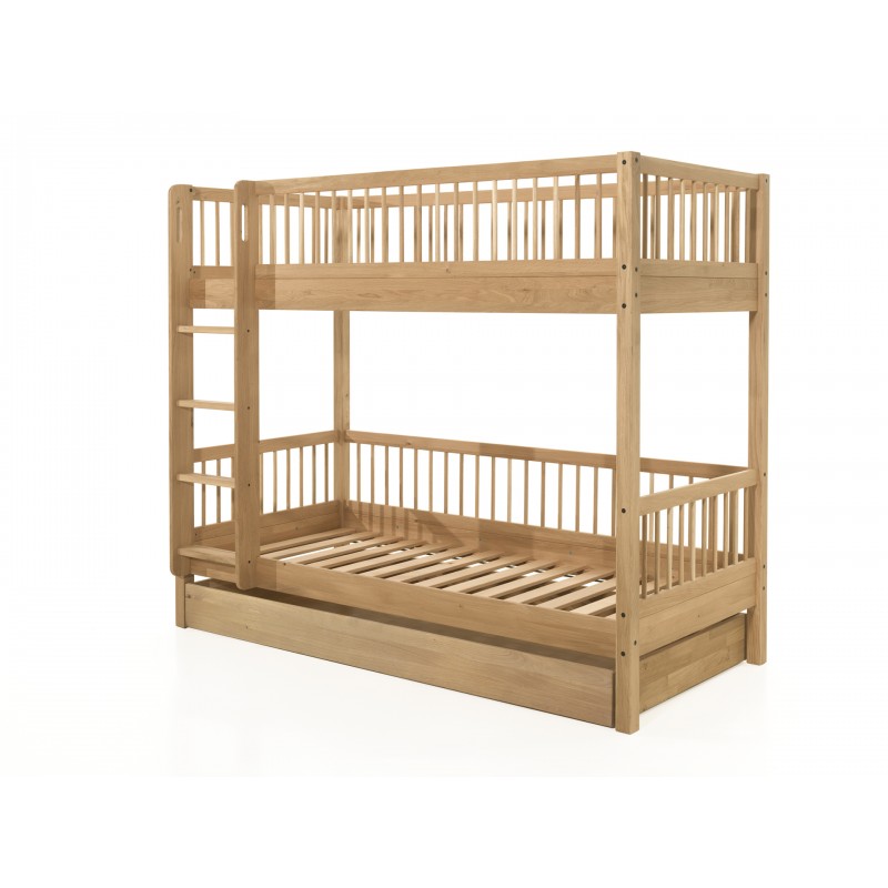 Køjeseng i eg med udtræksskuffe – Forrest Oak (90 x 200 cm) billede