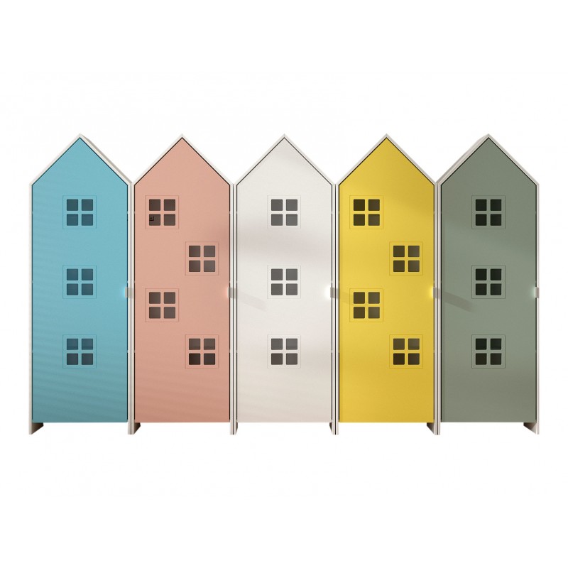 Børneskab sæt - Casami Bruges, flerfarvet strandhus-design