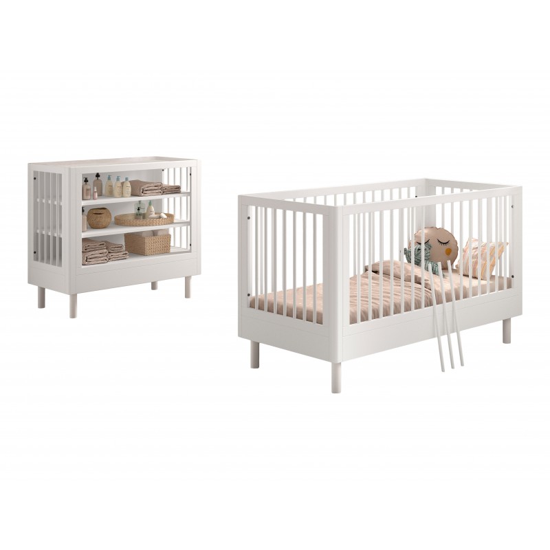 Baby- og puslesæt 70 × 140 cm – Forrest Beech, hvid billede