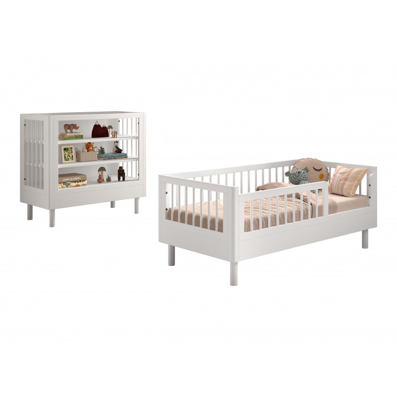 Børneseng og puslebord 70 × 140 cm – Forrest Beech, hvid billede