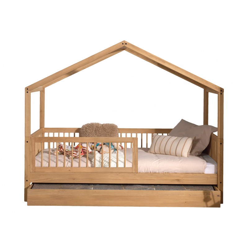 Husseng i eg med skuffe og sengehest – Forrest Oak sæt (90 × 190/200 cm) billede